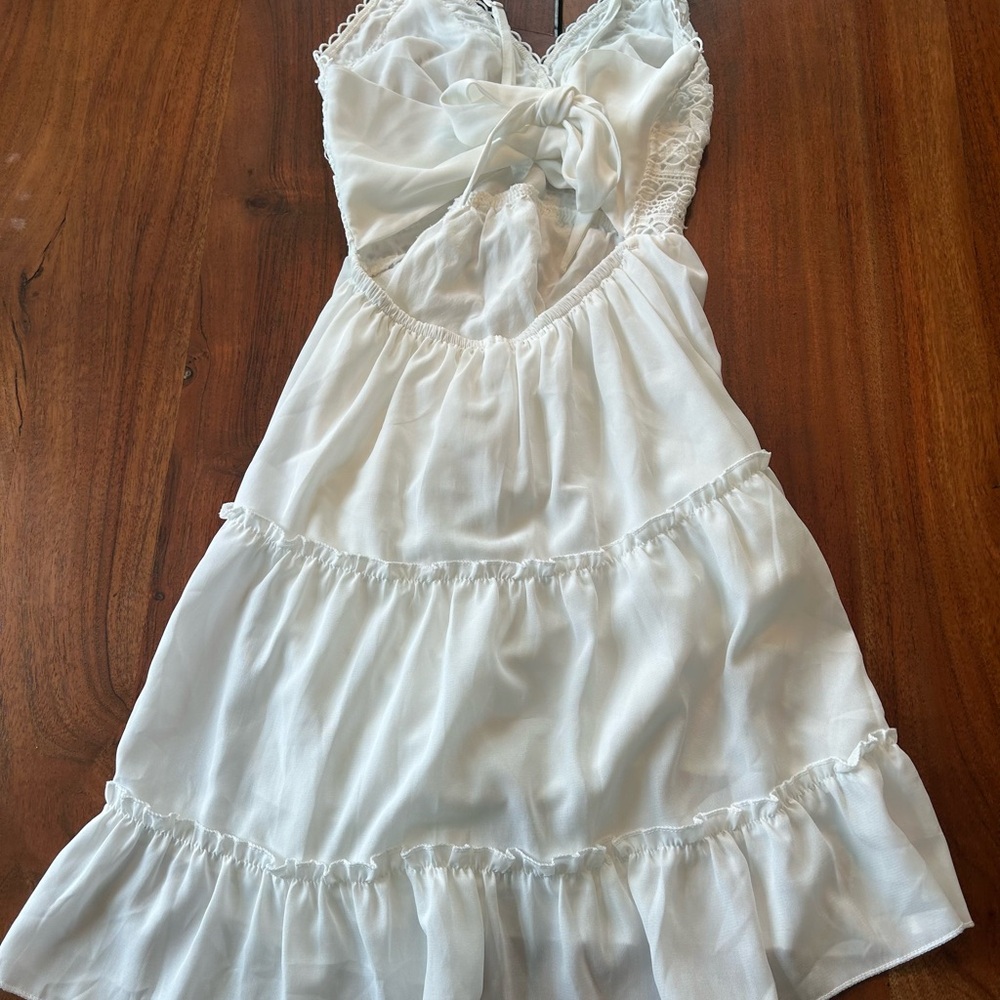 CO White Crochet Bodice Tiered Mini Dress - Picture 5 of 8
